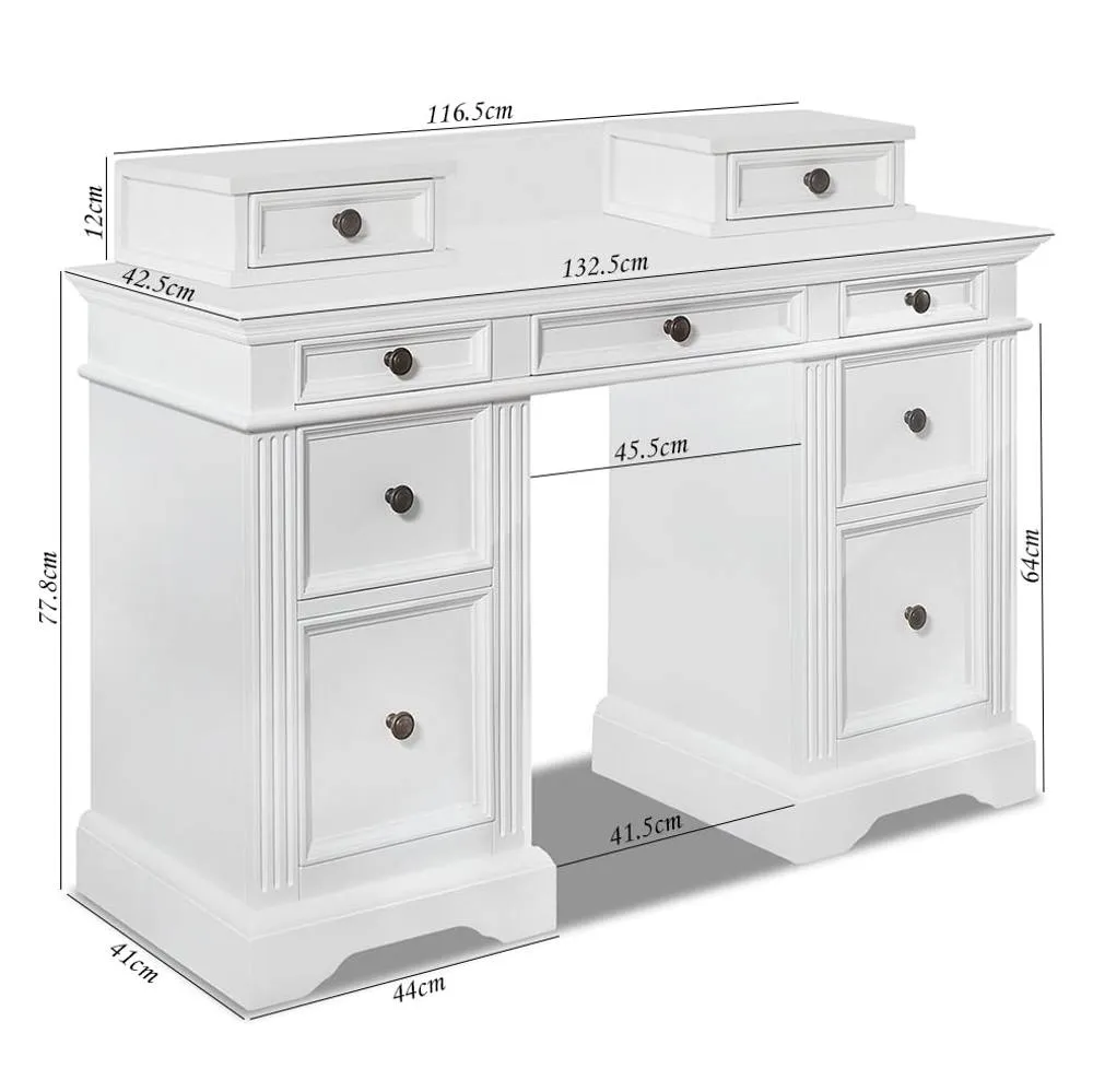 Statement Furniture Gainsborough Dressing Table with Extension Drawers in White 3