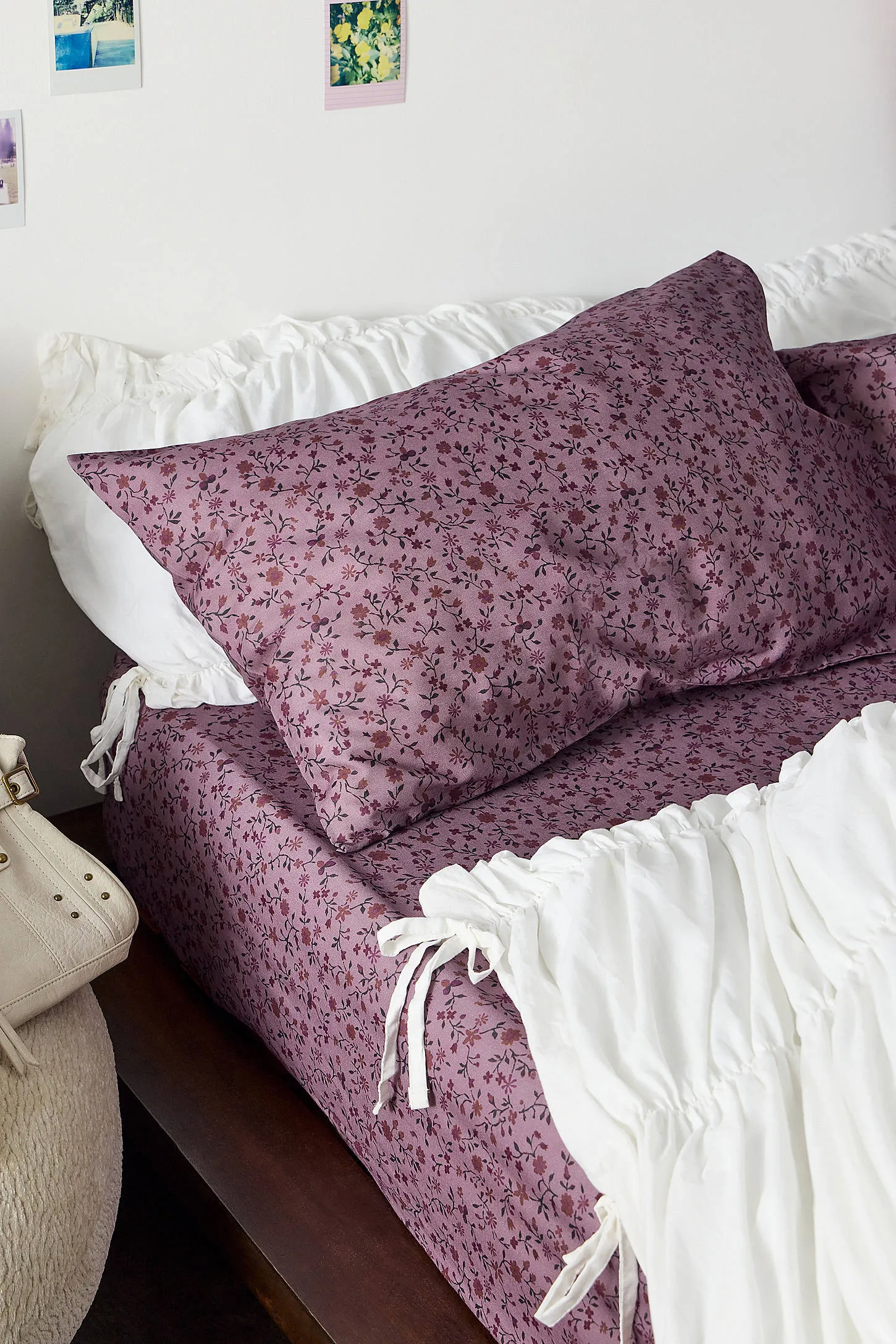 Purple Clarissa Fitted Sheet & Pillowcase Set - Purple 2