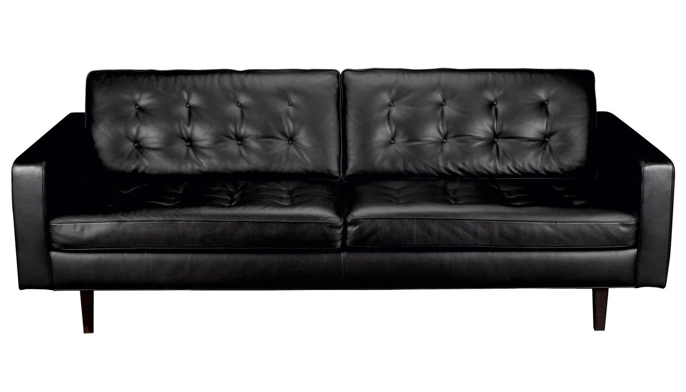 Heal's Hepburn 4 Seater Sofa Leather Grain Graphite 063 Natural Feet 1
