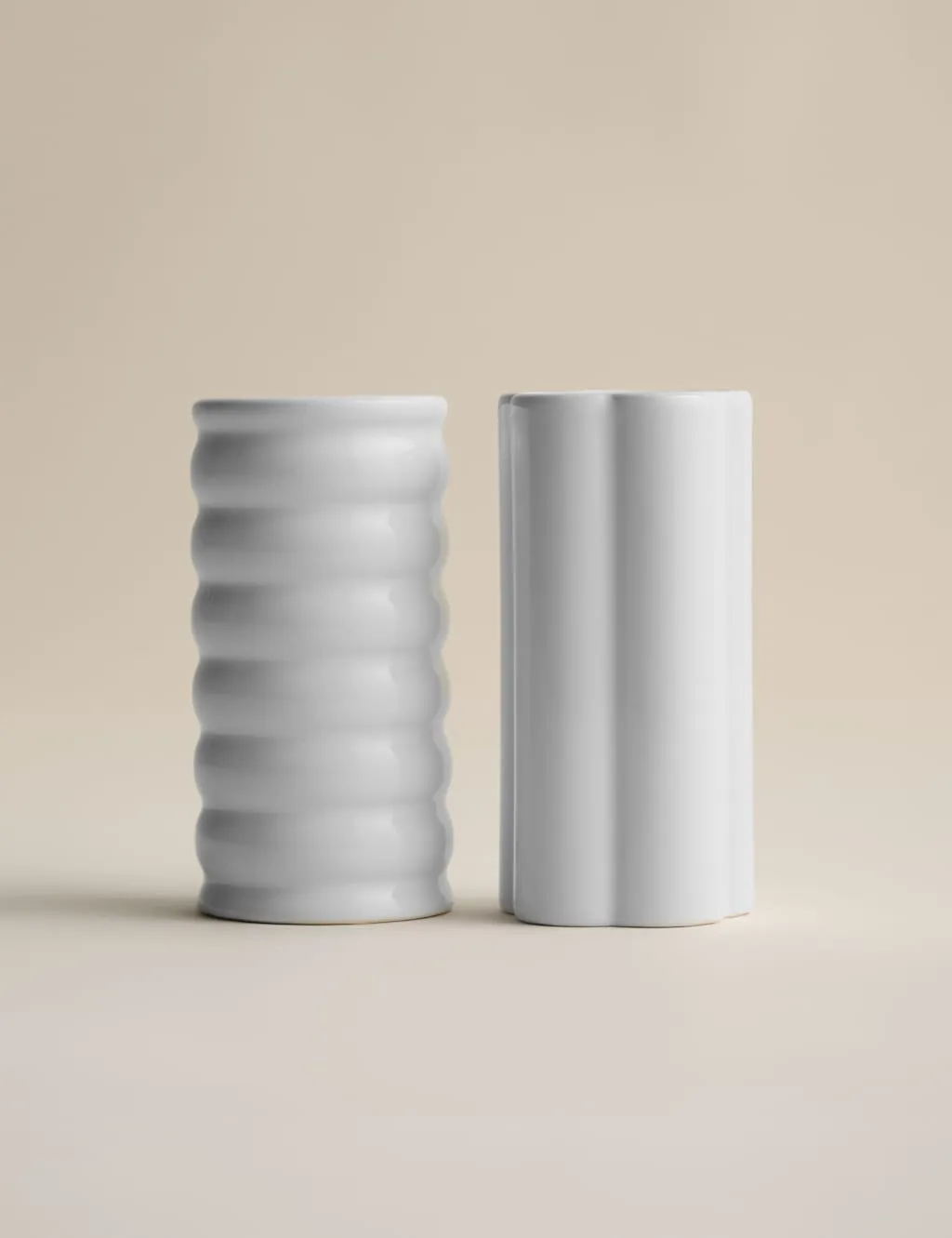 M&S X Kelly Hoppen Set of 2 Glazed Bud Vases White