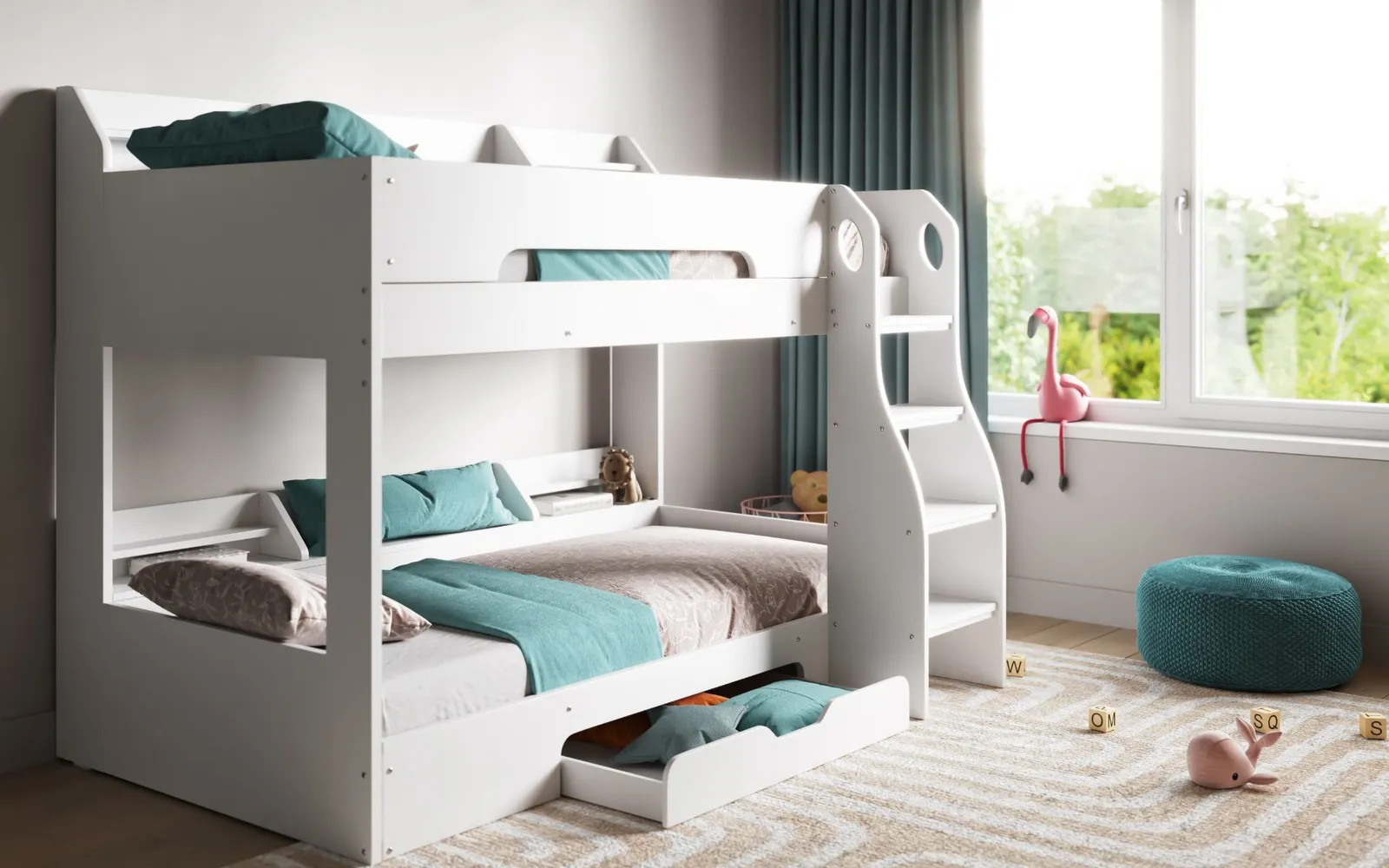 Flair Flick Bunk Bed with Storage in White 1