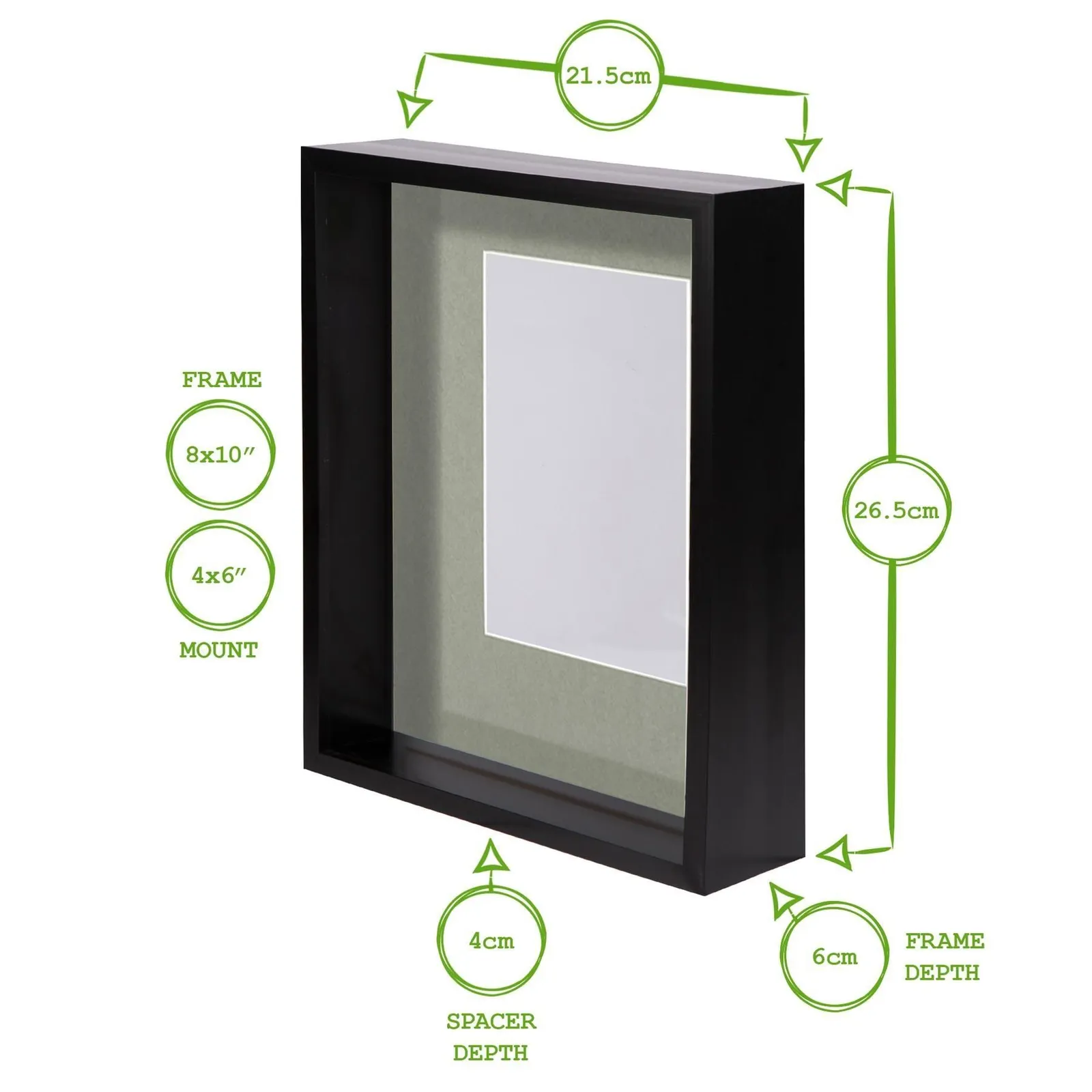 Nicola Spring 8" x 10" 3D Deep Box Photo Frames - 4" x 6" Mount - Black - Pack of 5 in White 4