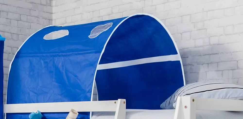 Nöa and Nani Moro Cabin Bed with Ladder and Blue Tent, Tower & Tunnel in White 2