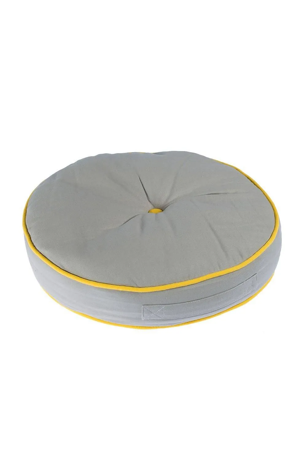 Homescapes Round Cotton Floor Cushion Soft, Comfy & Machine Washable in Grey 3