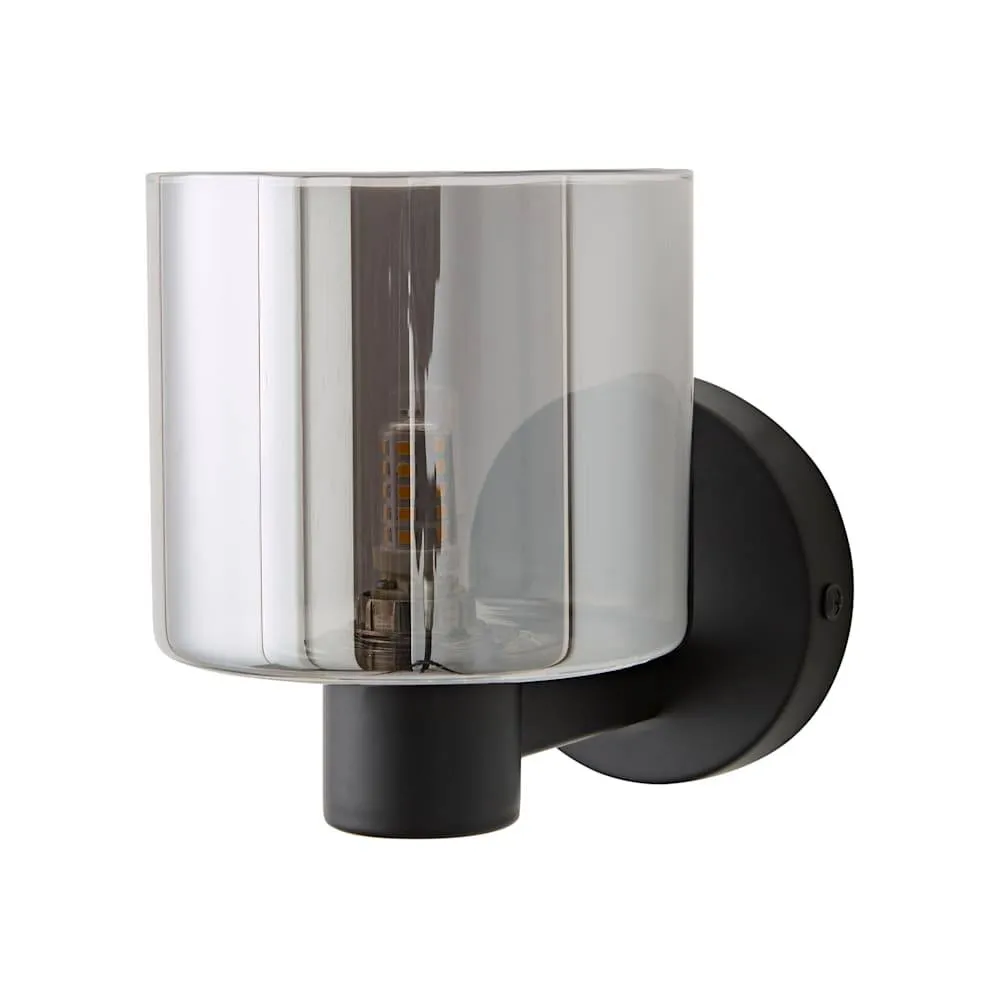 ValueLights Demi Pair of Smoked Glass Cup Wall Lights with Bulbs in Black 5