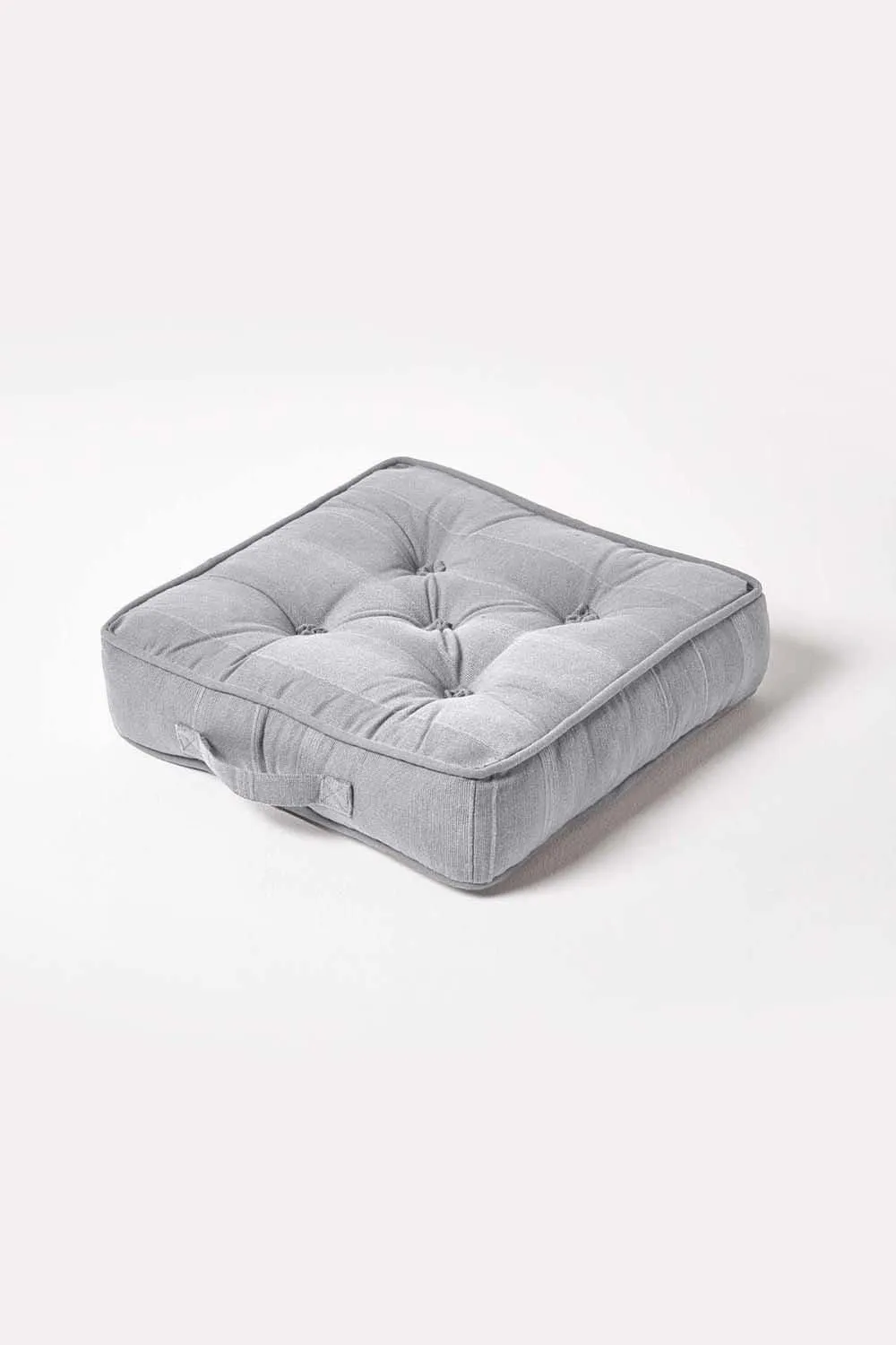 Homescapes Rajput Ribbed Cotton Floor Cushion in Light Grey 1