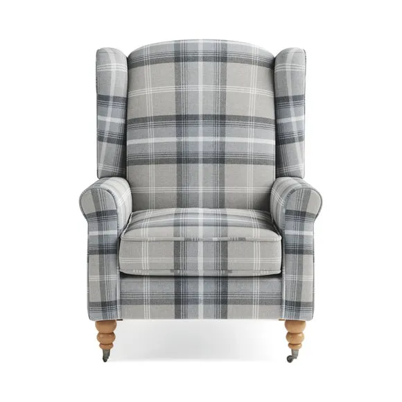 Oswald Grande Check Wingback Armchair 3