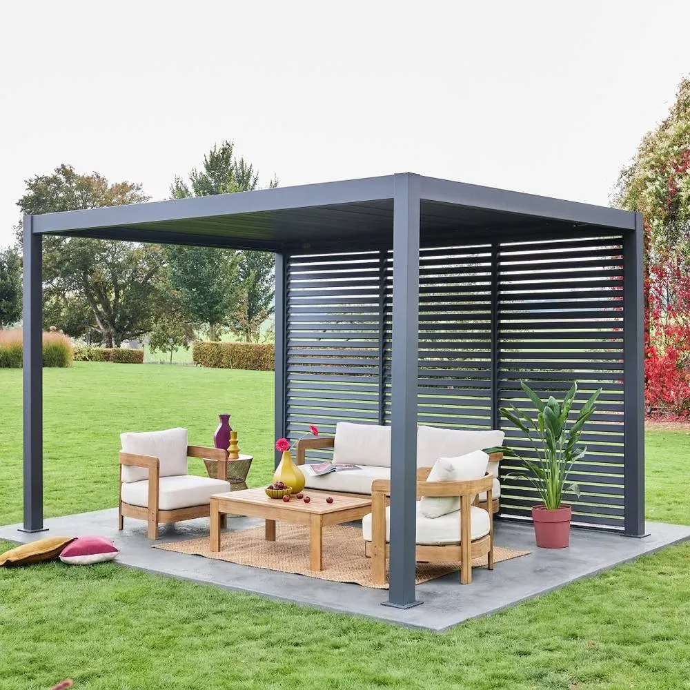 sweeek Louvered pergola aluminium 4 x 3m & 3 130cm louver panels in Dark Grey 3