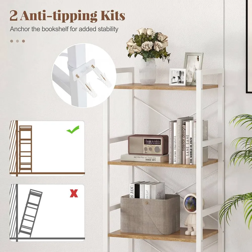 Costway Freestanding Bookshelf 4-Tier Bookcase Display Rack w/ Open Shelves in Natural 3
