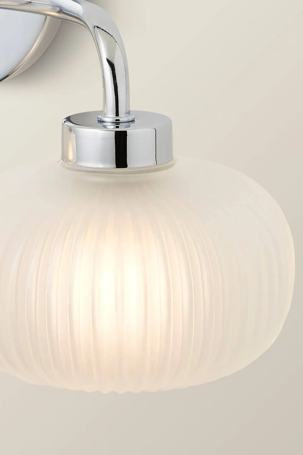 ValueLights Amaia Chrome 2 Way Frosted Glass IP44 Wall Light with Bulbs in Metallic Silver 4