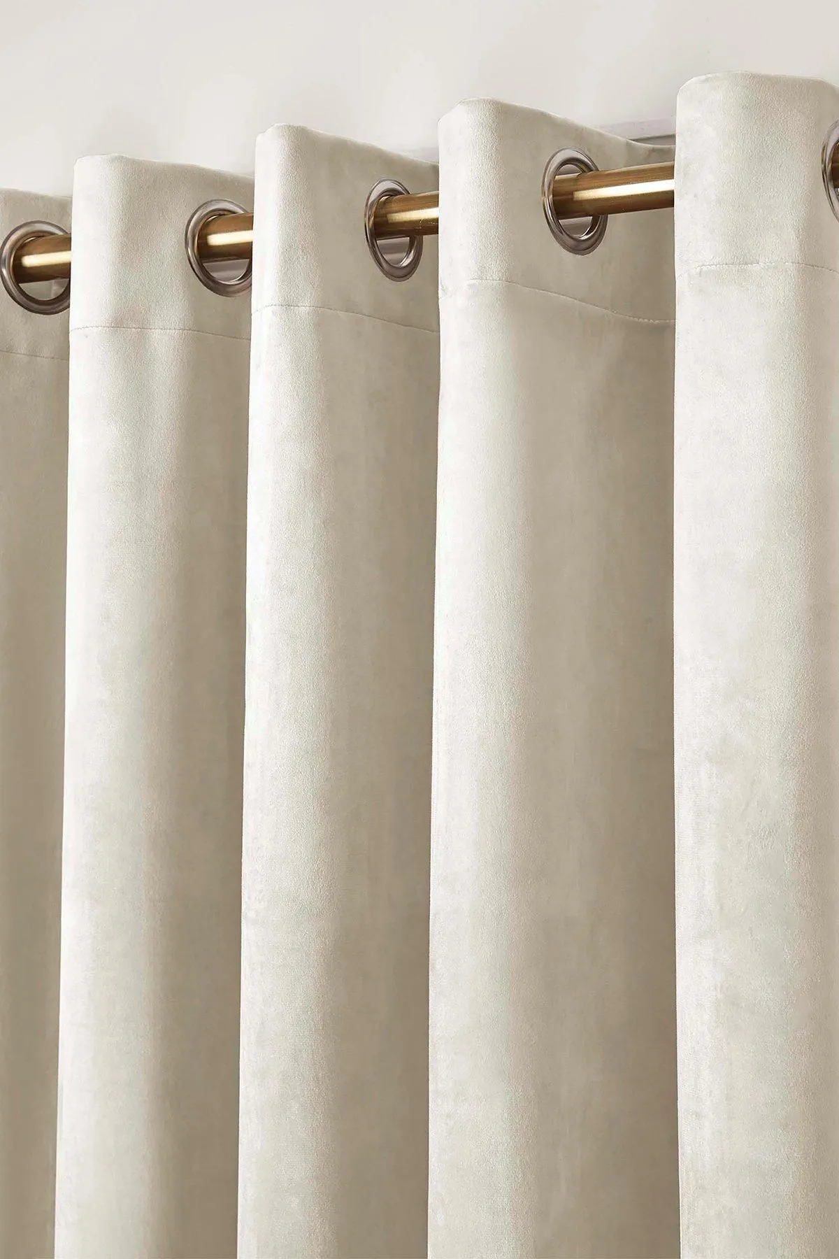 Laurence Llewelyn-Bowen Montrose' Velvet Blackout-Coated Pair of Eyelet Curtains in Ivory 2