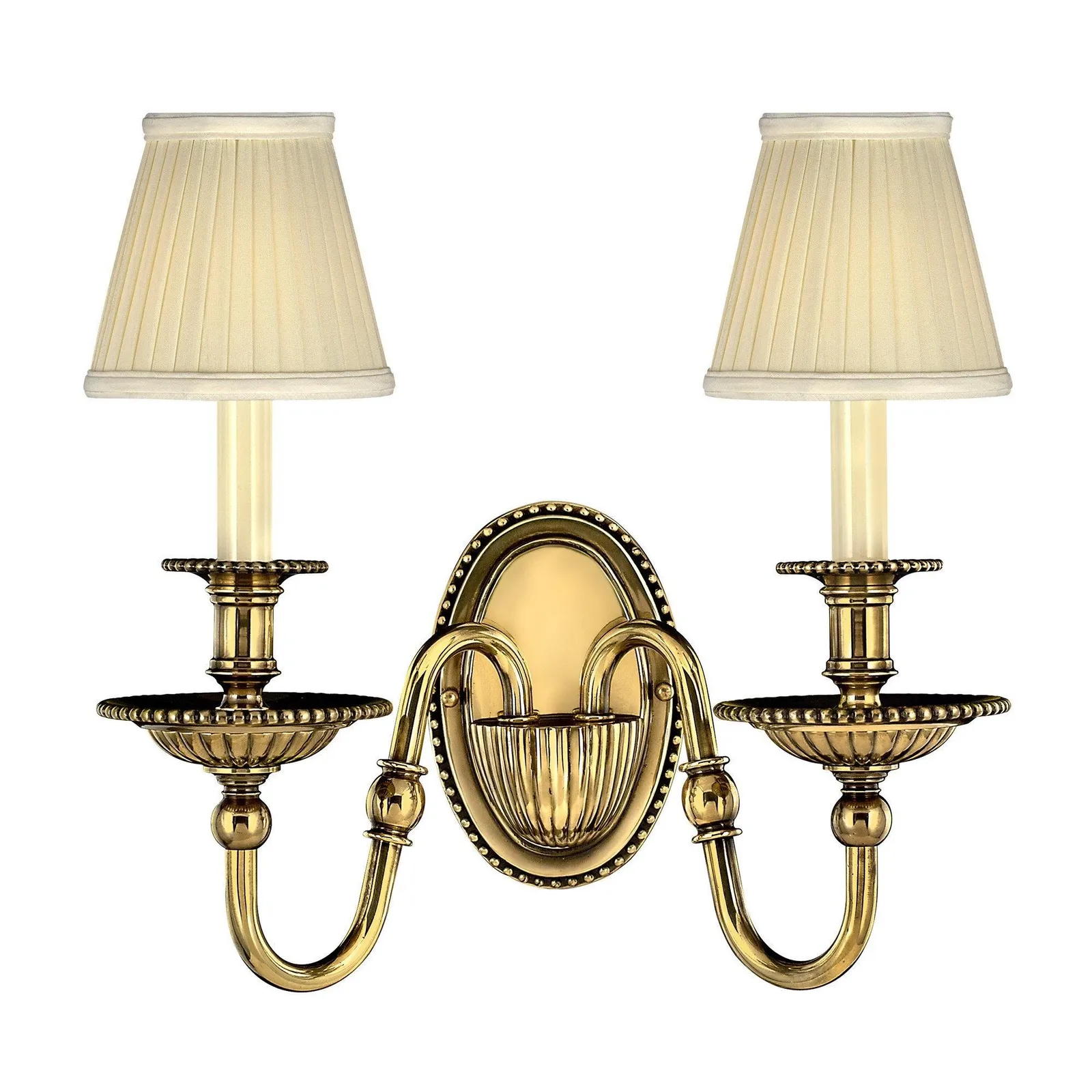 Netlighting Cambridge 2 Light Indoor Candle Wall Light Burnished Brass (Shades Sold Separately) E14 in Yellow