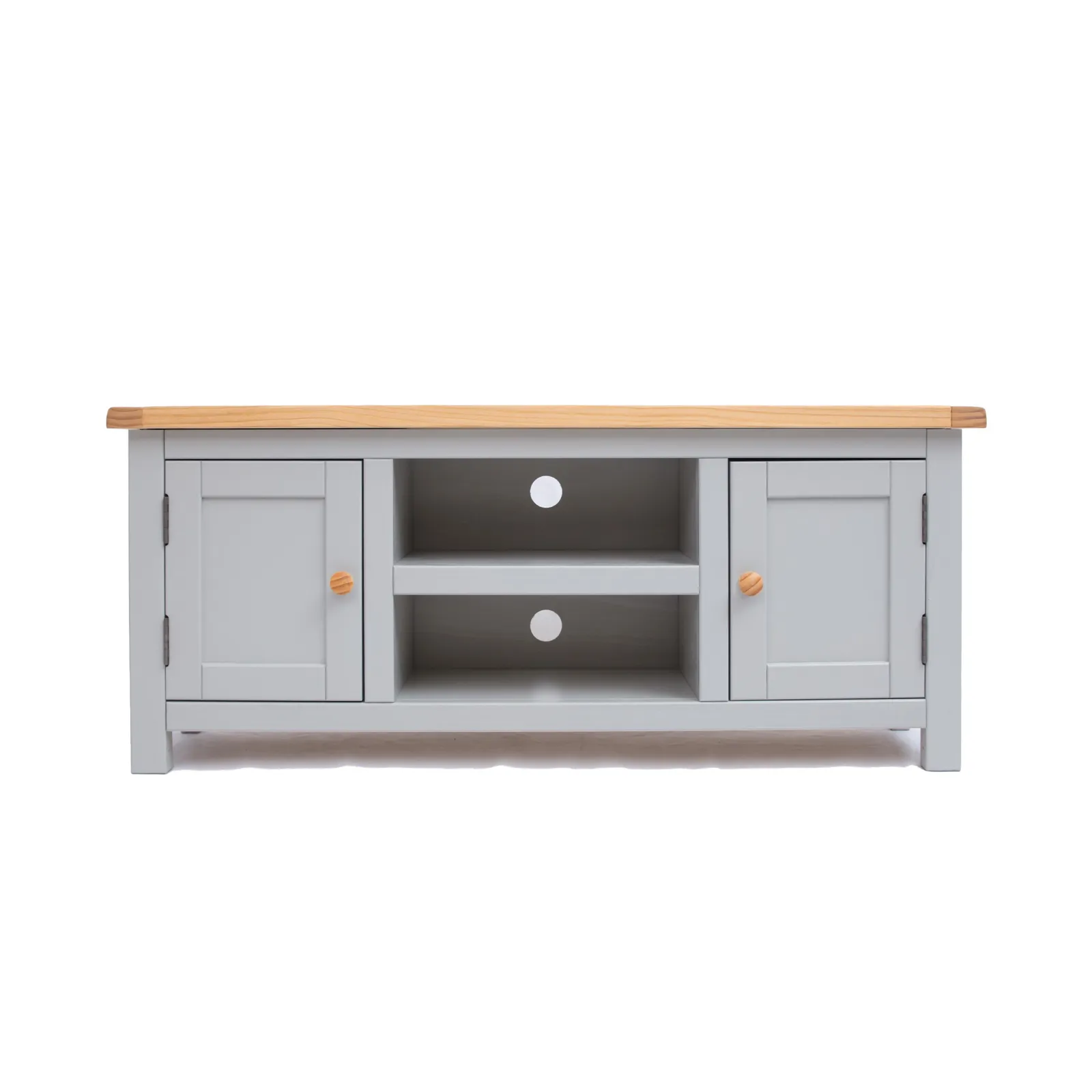 Cabinet Bits Argenta Light Grey 2 Door TV Cabinet Wood Knob