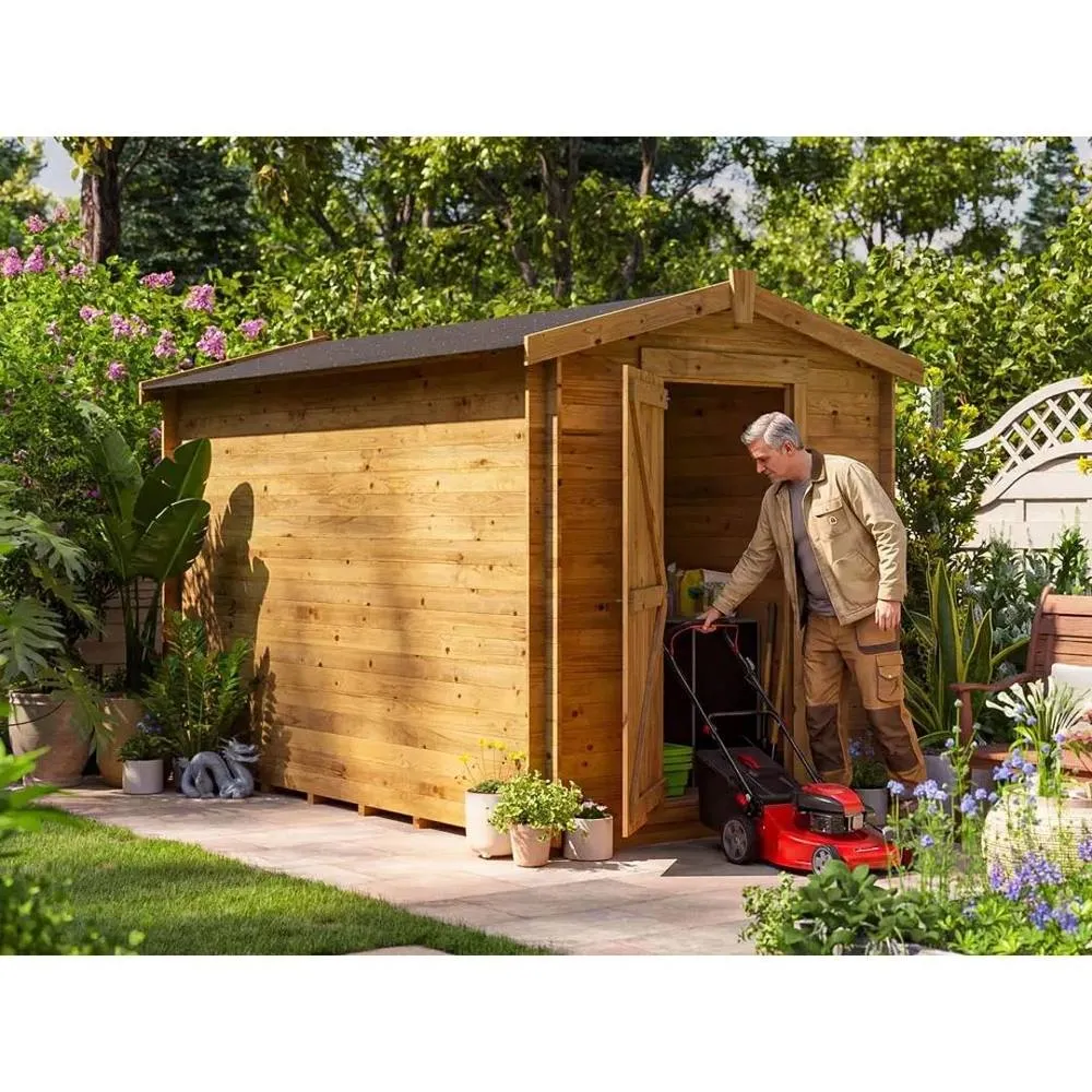 Dunster House Heavy Duty Log Shed 6 x 10 ft With Superfelt Roof in Brown 3