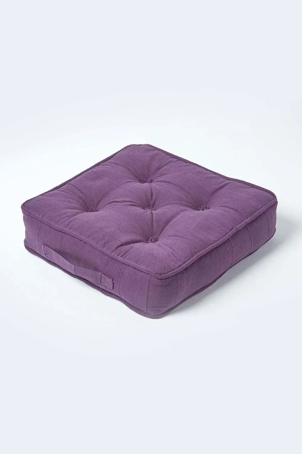 Homescapes Rajput Ribbed Cotton Floor Cushion in Purple 1