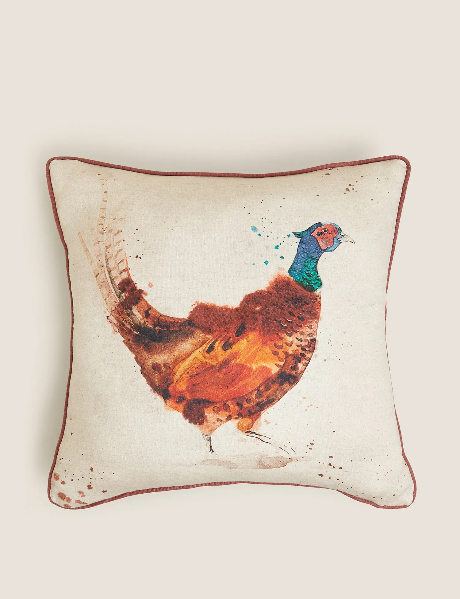 M&S Pure Cotton Pheasant Print Cushion