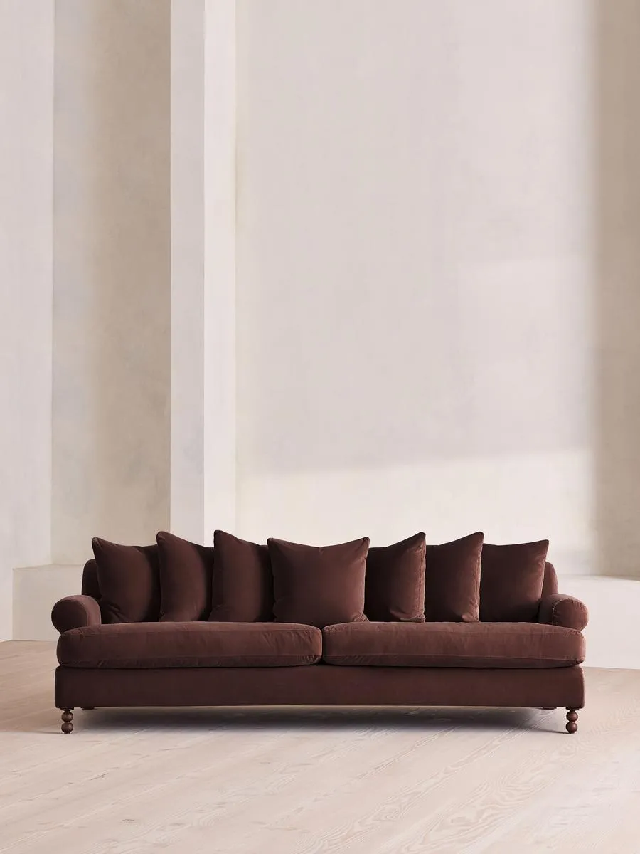 Audrey Four Seater Sofa, Velvet, Aubergine