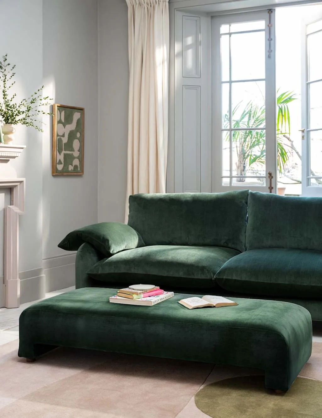 BARKER AND STONEHOUSE Orson Chenille Footstool Dark Green