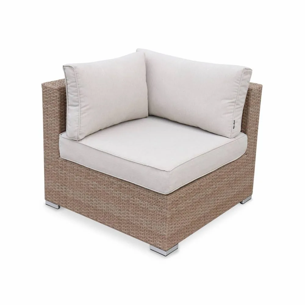 sweeek 5-seater polyrattan corner garden sofa set in Beige 4