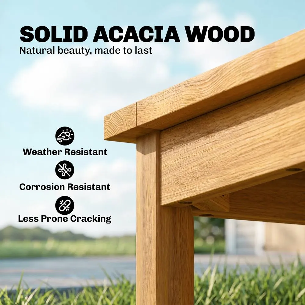 OUTSUNNY Coffee Table Fully Assembled Square Natural Wood 4