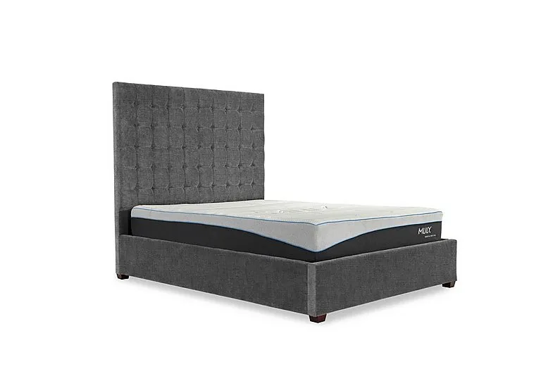 Carrie 160cm Headboard Manual Ottoman Bed Frame - Double - Kashmir Smoke