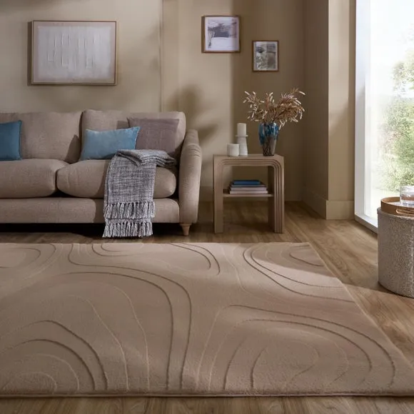 Neve Abstract Faux Fur Wave Rug 1