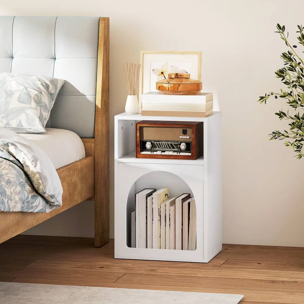 HOMCOM Bedside Table, Modern Bedside Cabinet for Bedroom, White