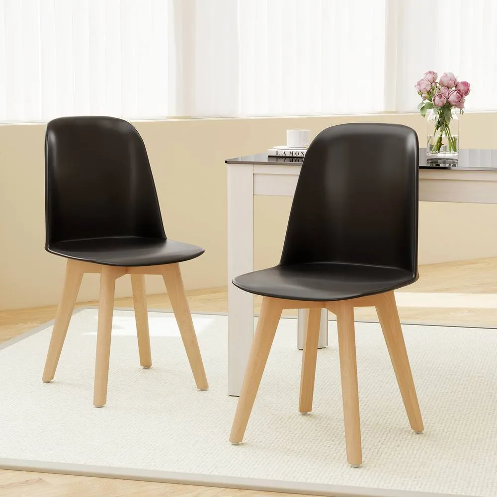 Costway Modern Dining Chairs Set of 2 Armless Kitchen Chairs Side Chair in Black 6