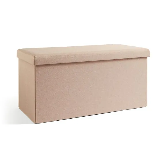 Faux Linen Rectangular Ottoman 3