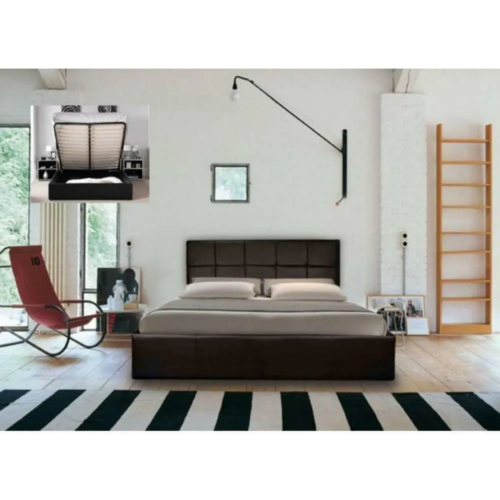 Comfy Living Ltd PU Faux Leather Gas Lift Ottoman Bedframe in Dark Brown 2