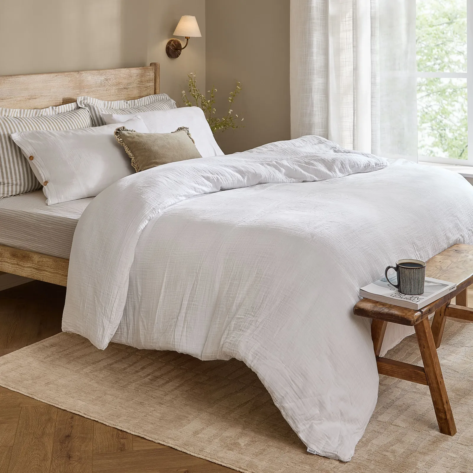Yard Lark Muslin Cotton Super King Duvet Cover Set White, Multi 1