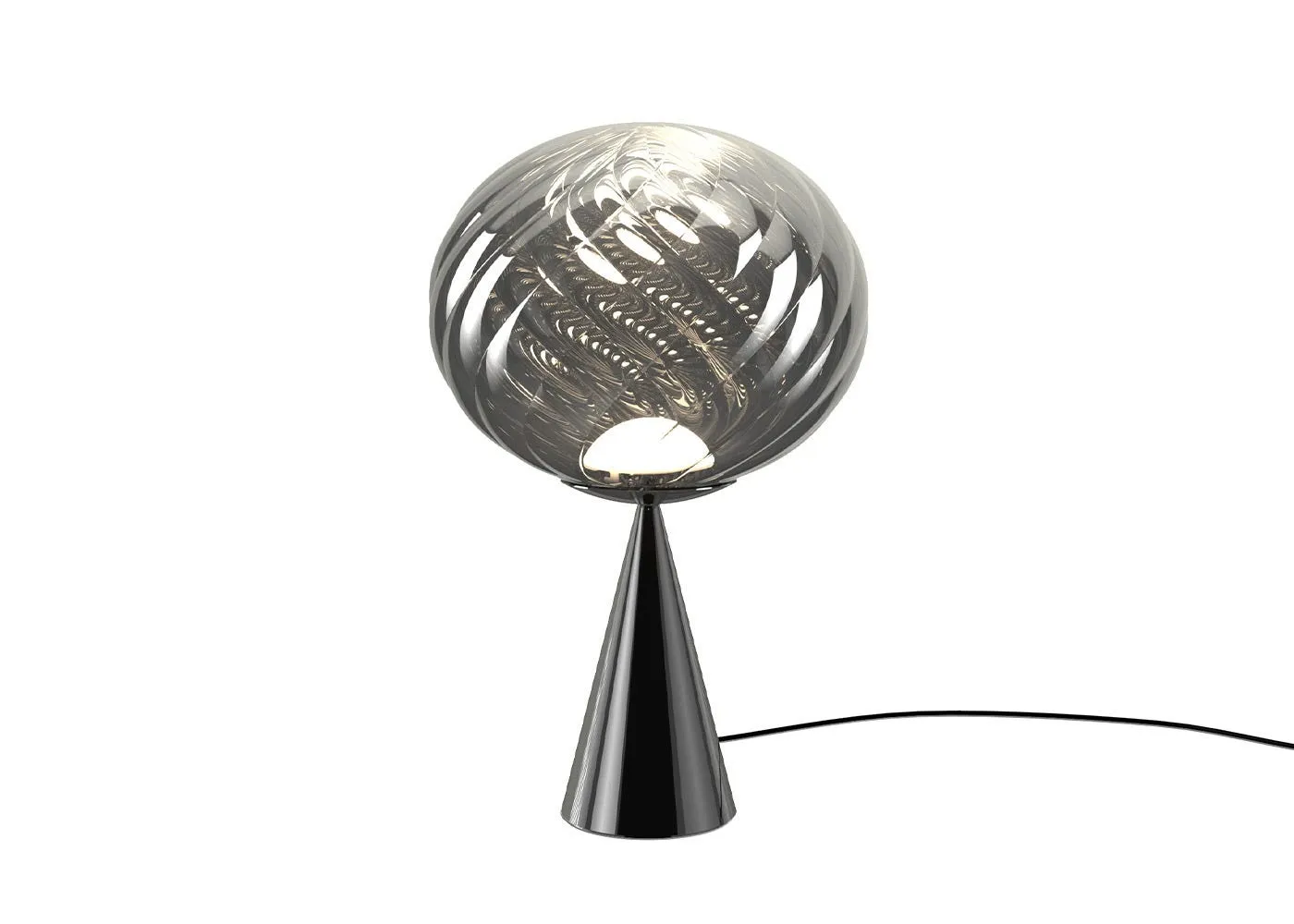 Tom Dixon Whirl LED Cone Fat Table Lamp Silver/Black