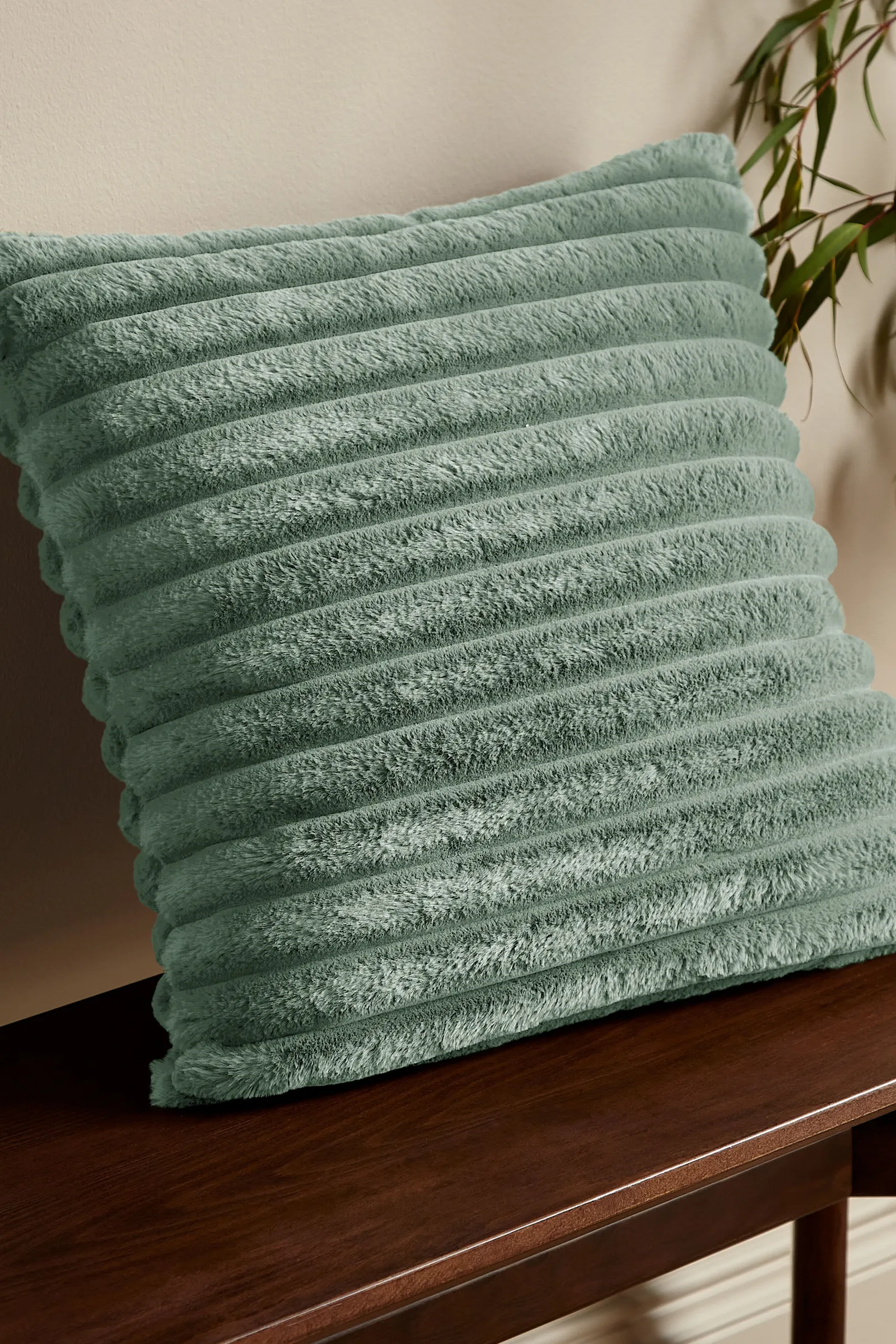 Catherine Lansfield 'Cosy Ribbed' Cushion in Green 1