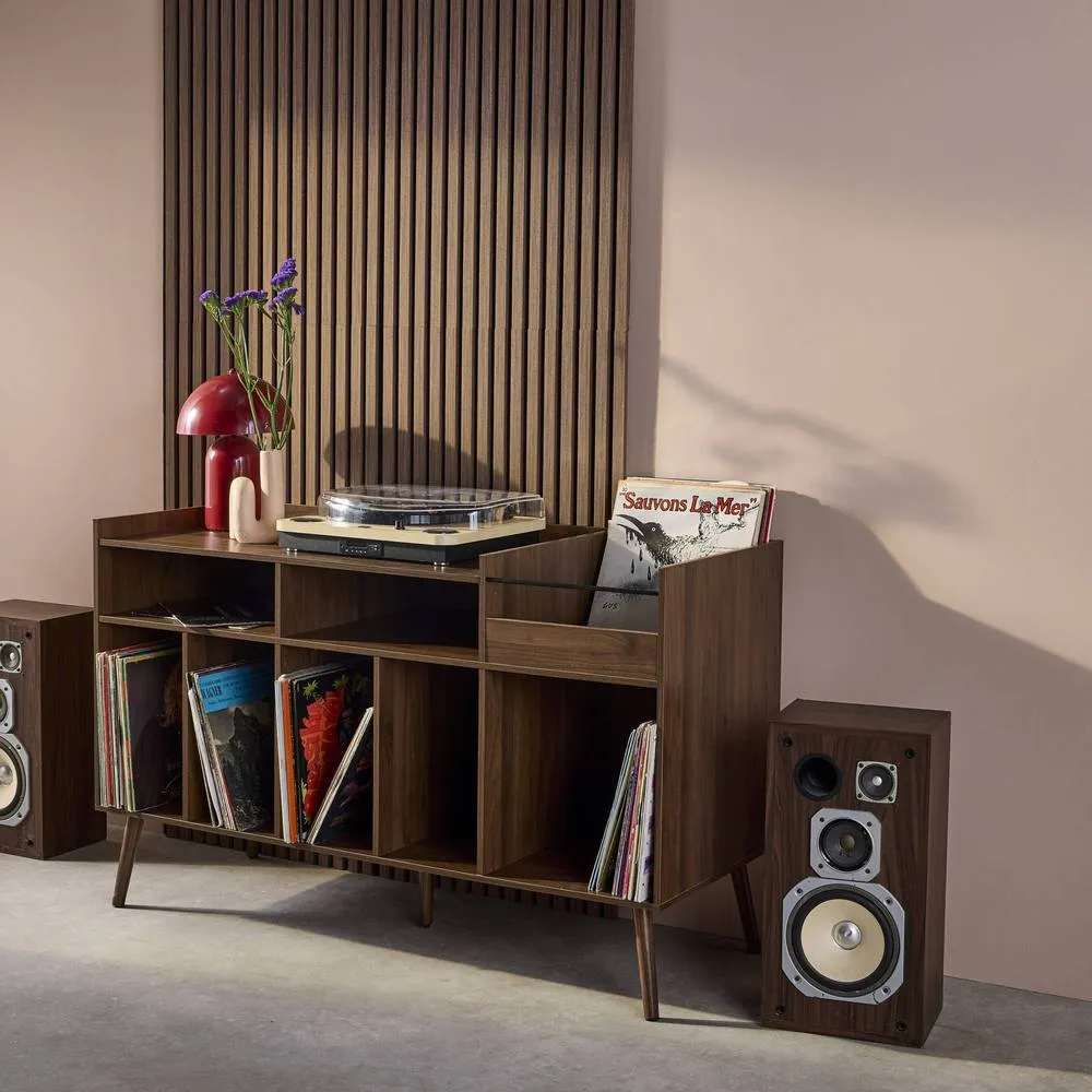 sweeek 130cm vintage vinyl furniture XL with dark wood effect in Dark Brown 4