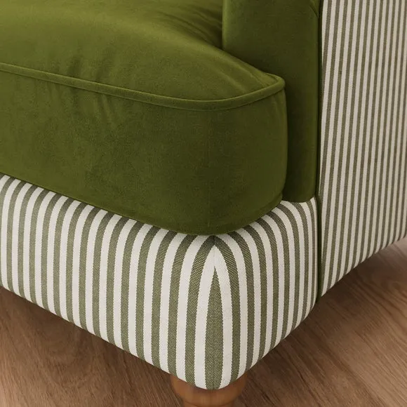 Beatrice II Woven Stripe Velvet Mix Snuggle Chair 4