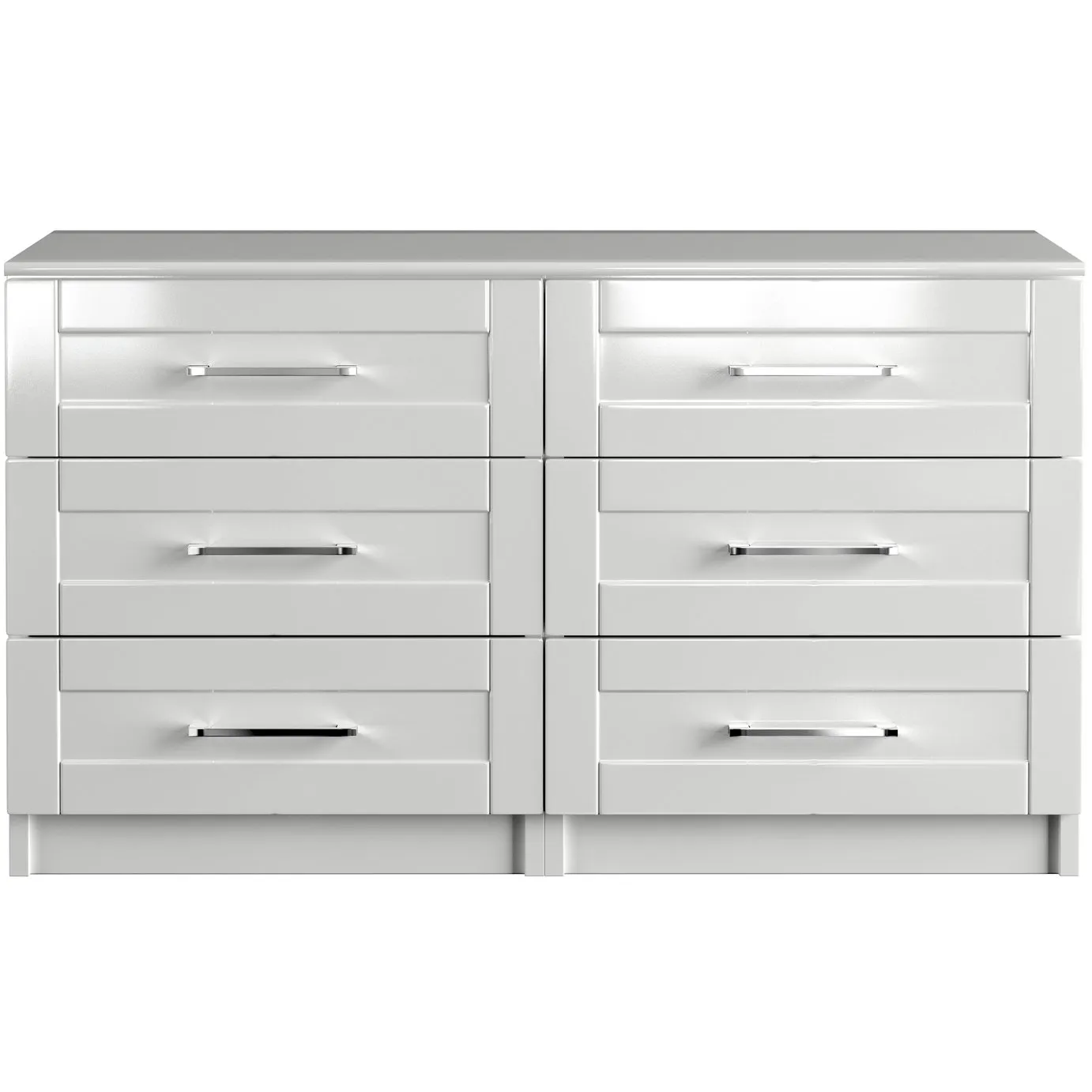 One Call Colby Gloss 3+3 Drawer Chest of Drawers - White