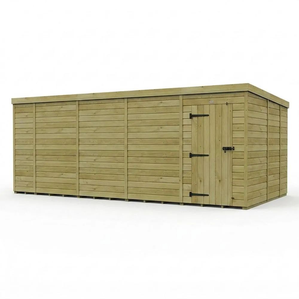 Buttercup Farm 18ft x 9ft Pent Garden Shed Single Door No Windows - Timber in Brown