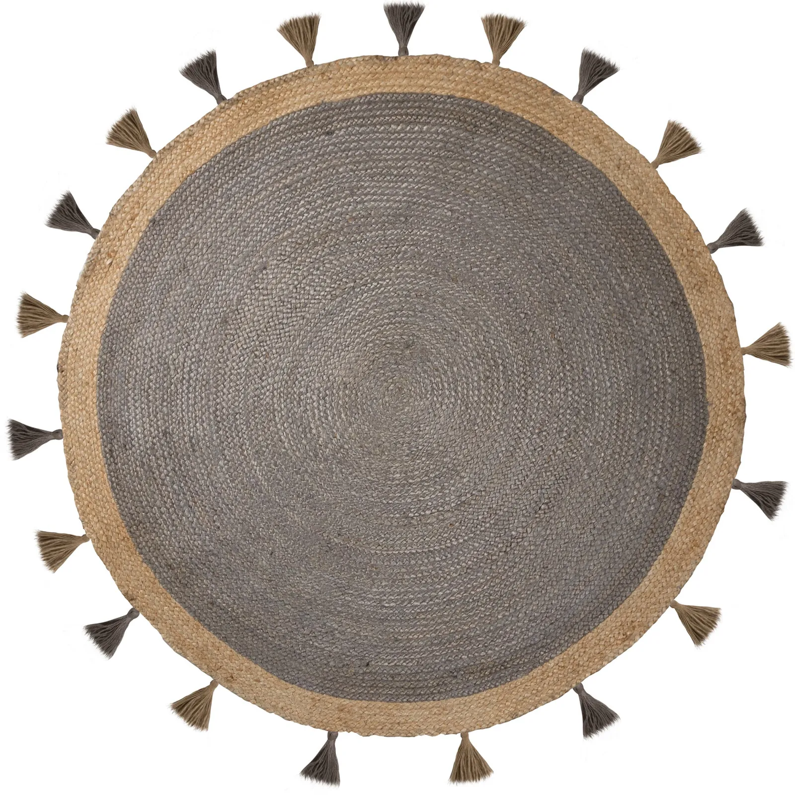 Istanbul Jute Circle Rug Grey and Brown