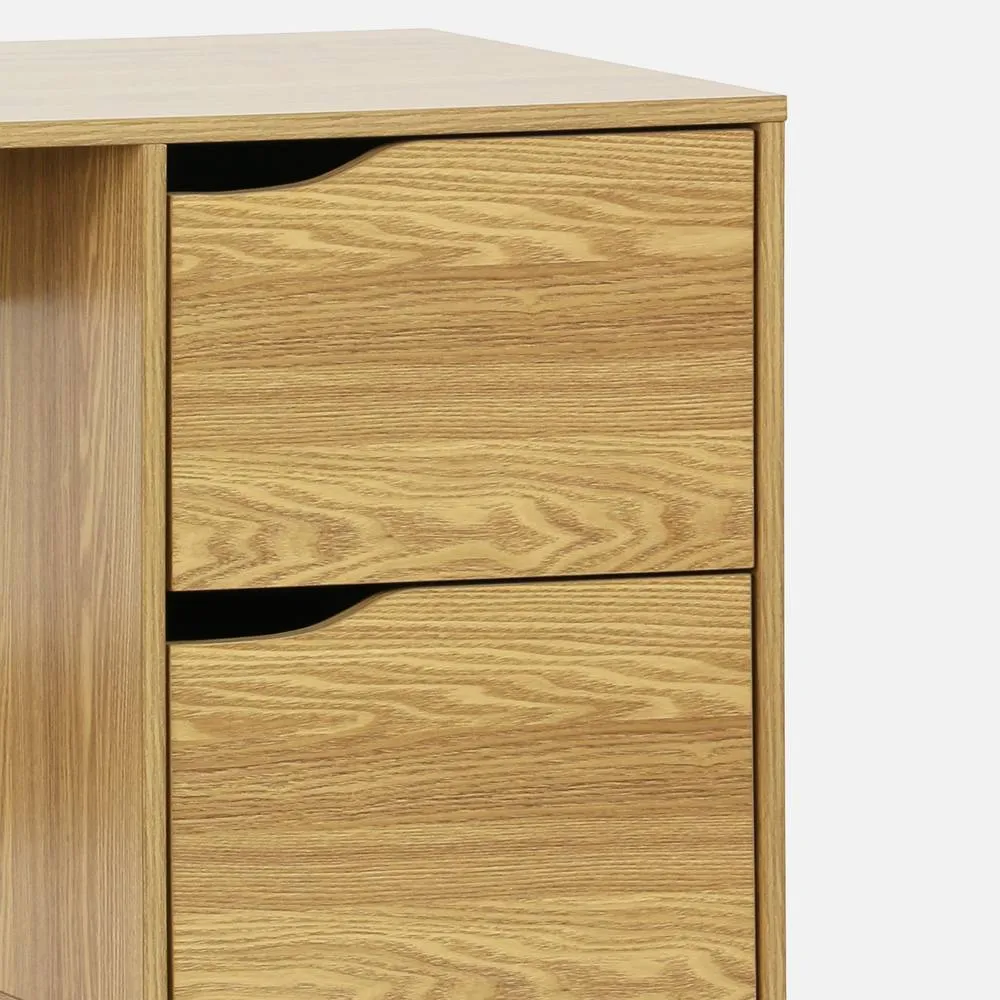 sweeek 2-drawer Desk With Vintage Walnut Effect in Light Grey 3