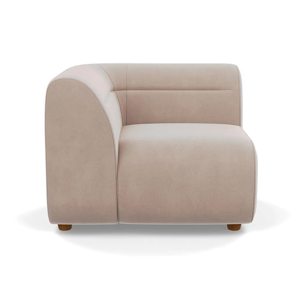 Heal's Lilli Corner Unit Left Module Smart Velvet Pebble Natural Beech Feet