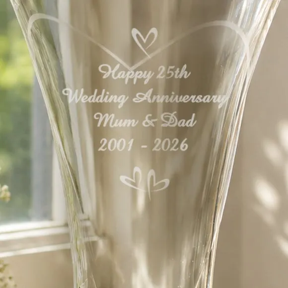 Personalised Hearts Diamond Effect Vase 2