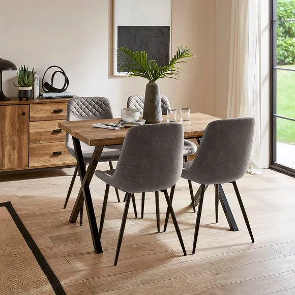 Walden Set of 4 Dining Chairs, Faux Leather
