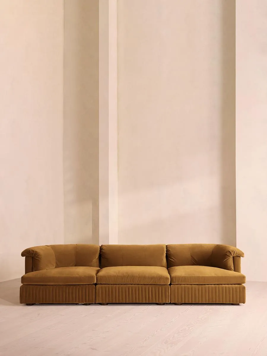 Oona Modular Sofa, Four Seater, Velvet Mustard