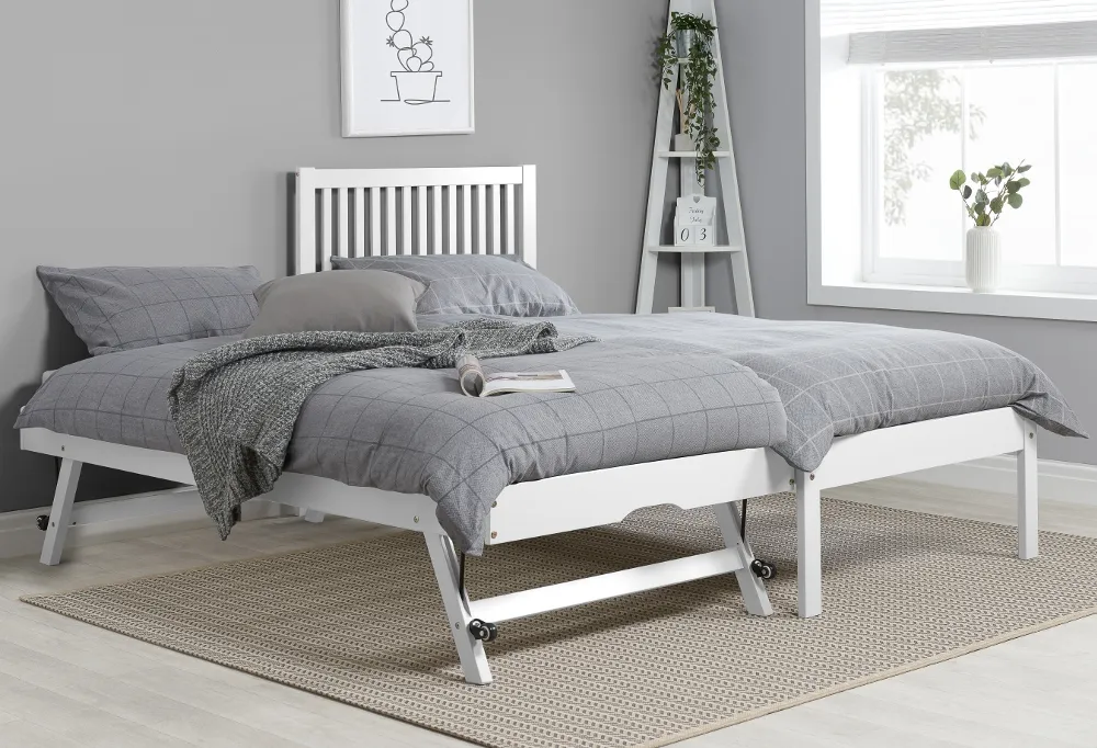Buxton - Single - Guest Bed - White - Wood - 3ft - Happy Beds 1