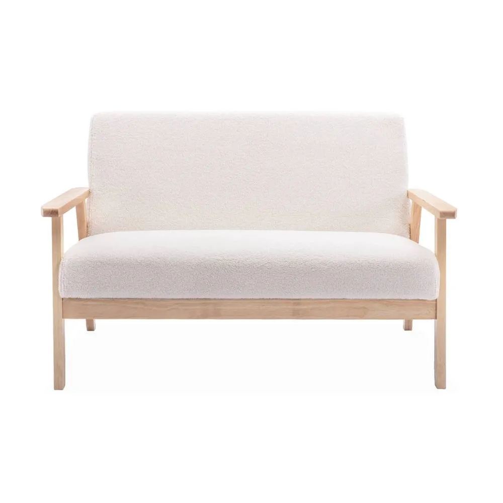 sweeek Armchair & love seat in boucle fabric & rubber wood in Off-White 5
