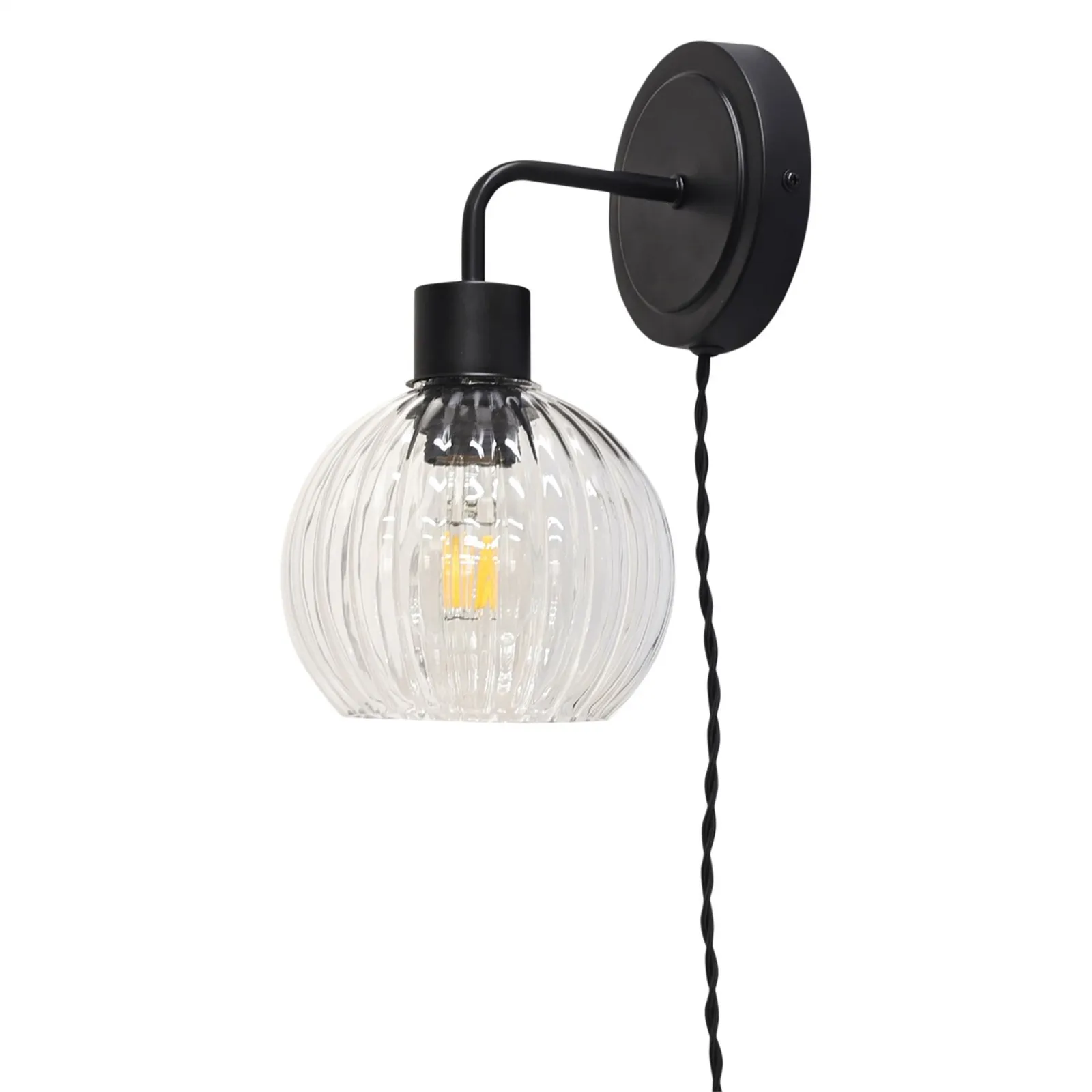 First Choice Lighting Toby - Black Plug in Wall Light Fitting Glass Not Included 3