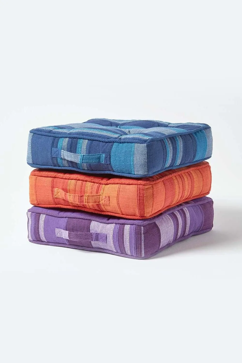 Homescapes Morocco Striped Cotton Floor Cushion in Blue 6