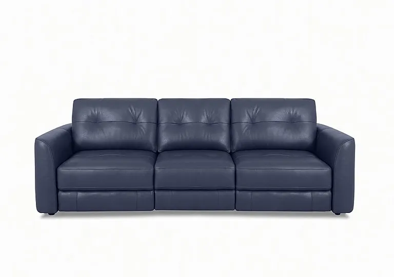 Drift 3 Seater Leather Power Glider Sofa - BV Ocean Blue - Sofas and Armchairs - In Time for Christmas