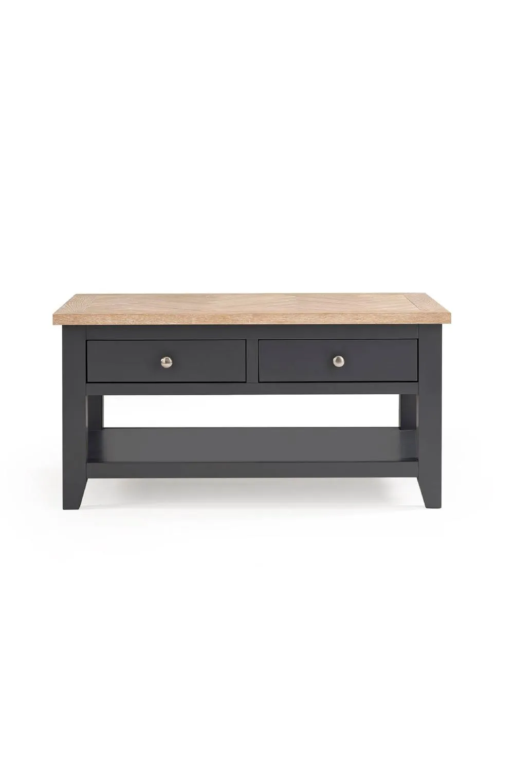 Julian Bowen Bordeaux Rectangular 2 Drawer Coffee Table with Shelf in Dark Grey 6