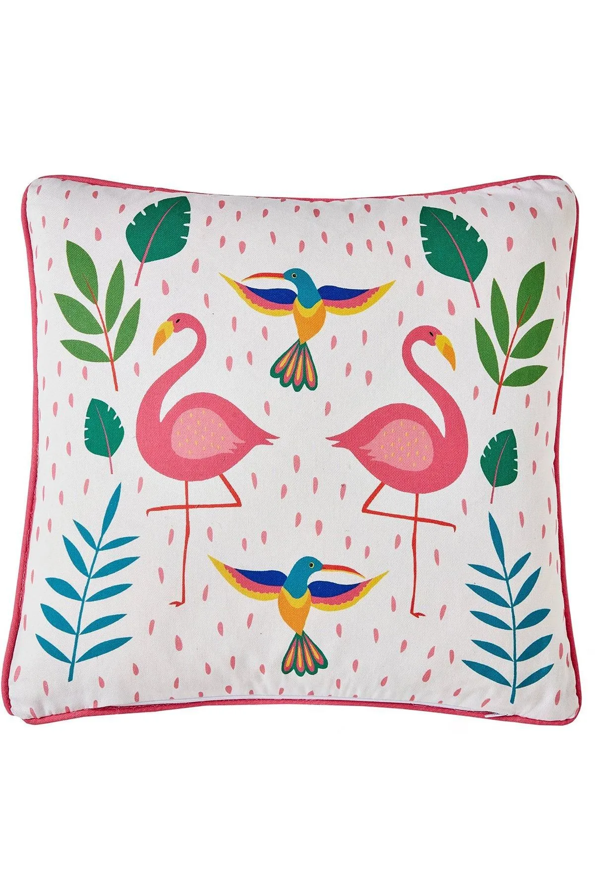 Fusion 'Tropical Flamingo' Outdoor Water & UV Resistant Garden Filled Bench Cushion in Pink 3